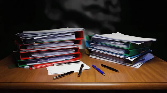 stack of folders with documents  slow zoom out