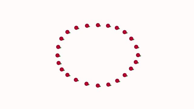 Floral valentine frame with roses reacting to the wind