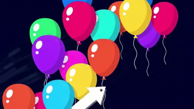 Colorful balloons floating against dark background vector illustration