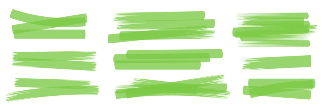 Highlighter stroke set. Marker lines, brush marks and underlines