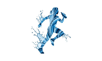 Illustrative silhouette of a dynamic water splash on a transparent background, ideal for digital art and graphic design.