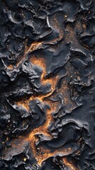 Obraz premium Abstract Lava Flow: A Dark Gray Marble-Like Texture With Golden Glimmering Veins And Fiery Oranges Creating Dramatic, Fluid Patterns For Bold Visual Impact