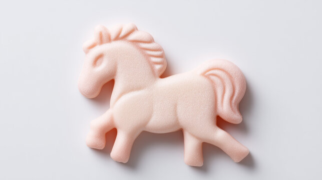 horse shaped monaka wafer dessert, traditional japanese horse cookie, minimalist horse pastry on white background