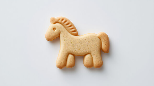 horse shaped monaka wafer dessert, traditional japanese horse cookie, minimalist horse pastry on white background