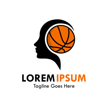 head and basketball design logo template illustration