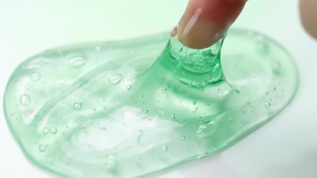 Finger Poke Green Slime With Air Bubbles Fun