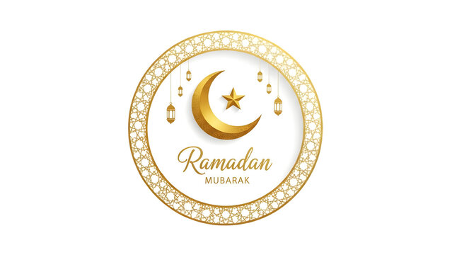 Ramadan mubarak islamic crescent moon logo