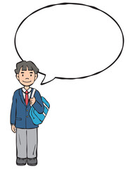 男の子制服　ブレザー　通学カバン　吹き出し付き