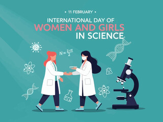 International day of women and girls in science illustration