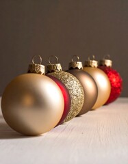Festive Christmas Ornaments in a Row - Holiday Decorations.