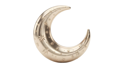 Elegant silver crescent moon isolated Ramadan Islamic luxury decoration premium 3D illustration background for religious celebration