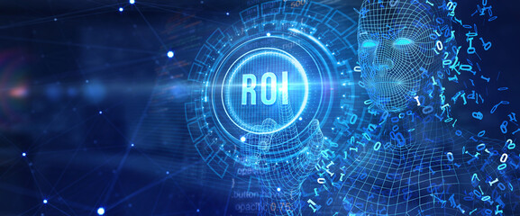 ROI Return on investment financial growth concept. Business, Technology, Internet and network concept. 3d illustration