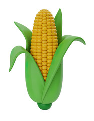 3D Render of Fresh Corn on the Cob for Healthy Eating and Nutritious Snack Design