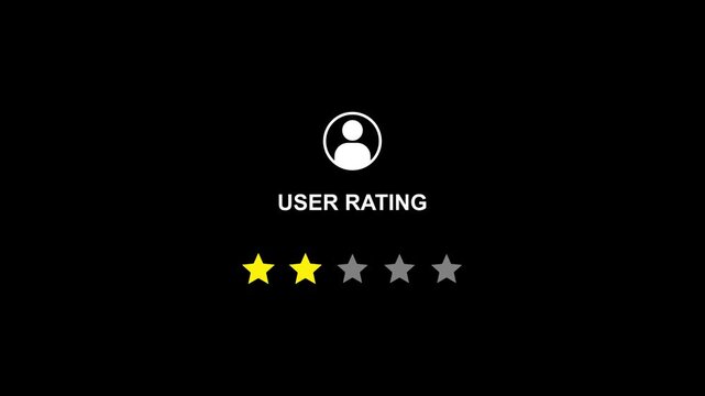 User Rating One Yellow Star Out of Five White on Black Background one star five stars rating system