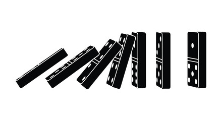 Falling dominoes in a chain reaction a striking black and white silhouette © FAM