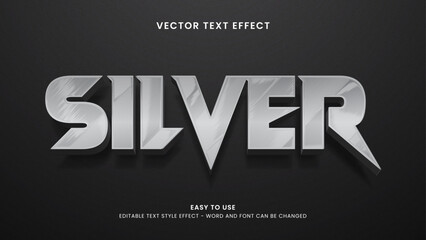 silver editable text effect 3d vector