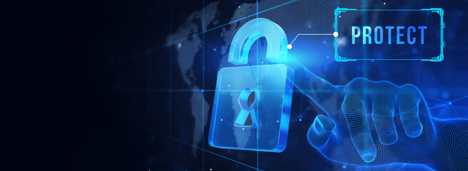 Cyber security data protection business technology privacy concept. . 3d illustration