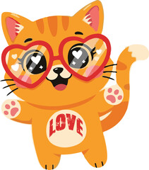 Fototapeta premium Orange Cat with Heart Sunglasses