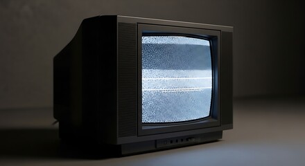 Retro television displaying static noise against dark background