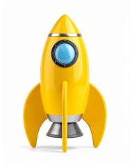 Yellow rocket toy ready to launch