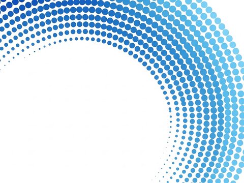 青いドットが弧を描きながら、ダイナミックに広がる