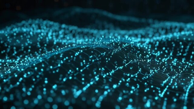 Futuristic AI audio technology, 3D holographic neural network processing sound waves, dynamic glowing energy nodes digital graphs frequencies, real-time audio visualization abstract data flow, neon 4k