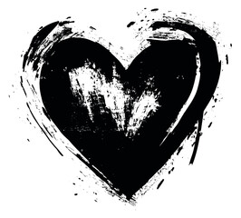 Grunge hand drawn illustration of a heart depicting love and passion for romantic design