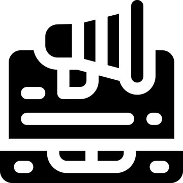 laptop glyph icon. Strong and solid vector icon for websites, mobile interfaces, presentations, and visual branding. High quality and easy to edit.