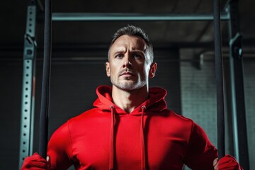 Motivated athlete performing strength training in a gym setting