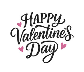 Hand drawn lettering Happy Valentine s Day typography design in vector style, ideal for festive greeting cards, T-shirt prints, posters, and romantic holiday projects.