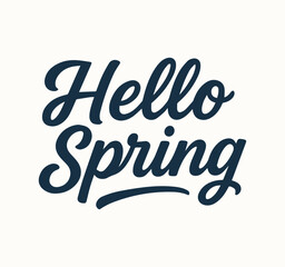 Hand-drawn Hello Spring lettering in modern calligraphy style, perfect for seasonal prints, greeting cards, banners, and home decor. Cheerful and elegant typography celebrating the freshness and