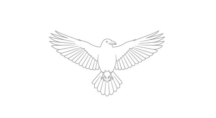 Obraz premium Minimalistic Line Drawing of a Bird with Outstretched Wings in a Symmetrical Pose