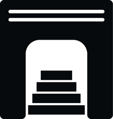 Fototapeta premium Fireplace icon representing a hearth with burning logs, perfect for home and warmth concepts