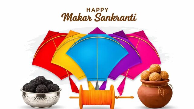 Happy Makar Sankranti Kites Festival India Harvest Celebration Banner Design