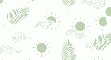 Minimalist Tropical Leaves and Sun Pattern Design Suitable for Modern Home Decor