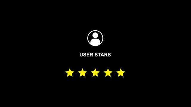 User Rating Stars with Confetti Animation on Black Background for Reviews and Feedback