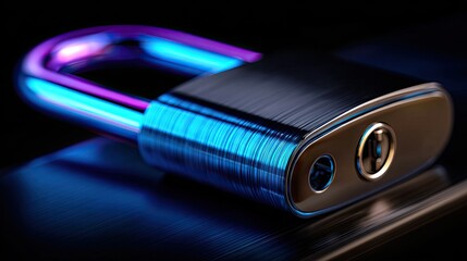 Metallic padlock close up security concept dark background