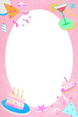 Png birthday frame in pastel pink