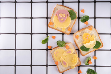 Plakat Creative homemade Easter sandwiches for kids breakfast