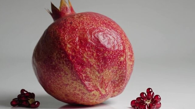 Grenade m&ucirc;re enti&egrave;re avec grains rouges sur fond clair