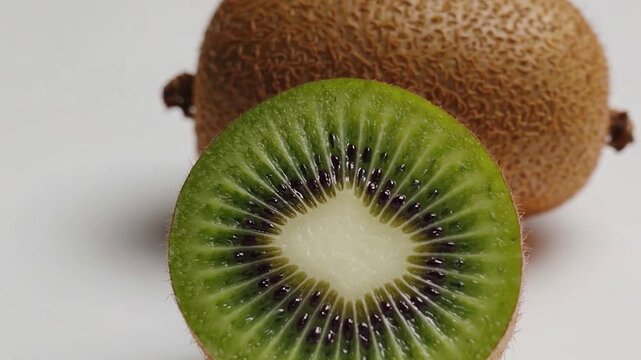 Kiwi frais coup&eacute; en deux sur fond clair