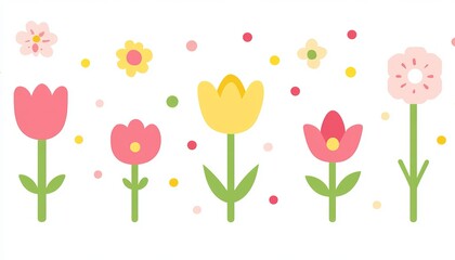 Bright Spring Floral Pattern with Colorful Blooms and Greenery, Perfect for Fabric and Wallpaper