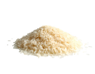 Pile of uncooked white, long-grain rice