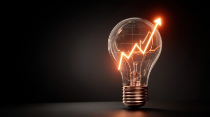 Illuminated Light Bulb with Upward Trending Graph Symbolizing Financial Growth and Success