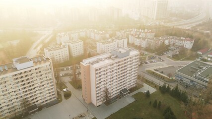 Apartment blocks near railway and busy roads © AlexGo