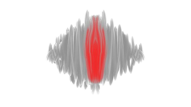 In the middle or center of the screen, a gray, symmetrical mass with a scarlet eye moves and changes. The object resembles a monster from another universe or an inexplicable celestial phenomenon.