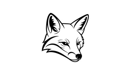 Obraz premium Black and White Fox Head Illustration.