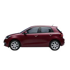 Obraz premium Red hatchback car with silver alloy wheels