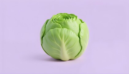 Fresh green cabbage isolated on a soft pastel background showcasing crisp texture and natural leafy details for healthy food, nutrition, and organic vegetable concepts.