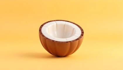 Half coconut with visible white flesh displayed on a soft background to highlight tropical freshness, natural texture, and organic food and ingredient concepts.